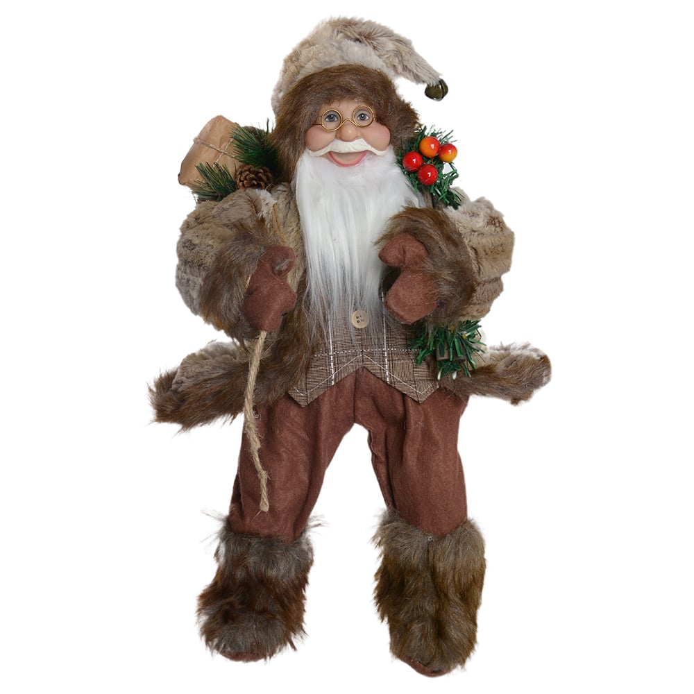 PAPAI NOEL NATAL SENTADO. RUSTICO (BEGE MARROM) 45cm