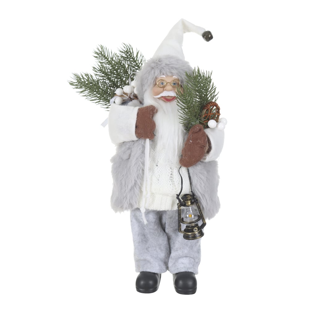 PAPAI NOEL NATAL EM PE (BRANCO CINZA) 30cm