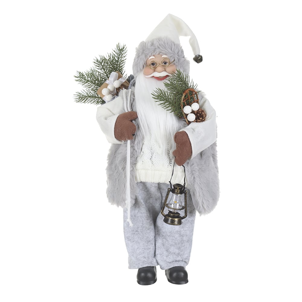 PAPAI NOEL NATAL EM PE (BRANCO CINZA) 45cm