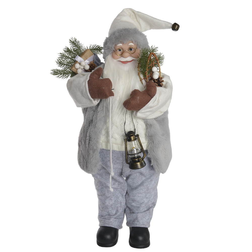 PAPAI NOEL NATAL EM PE (BRANCO CINZA) 60cm