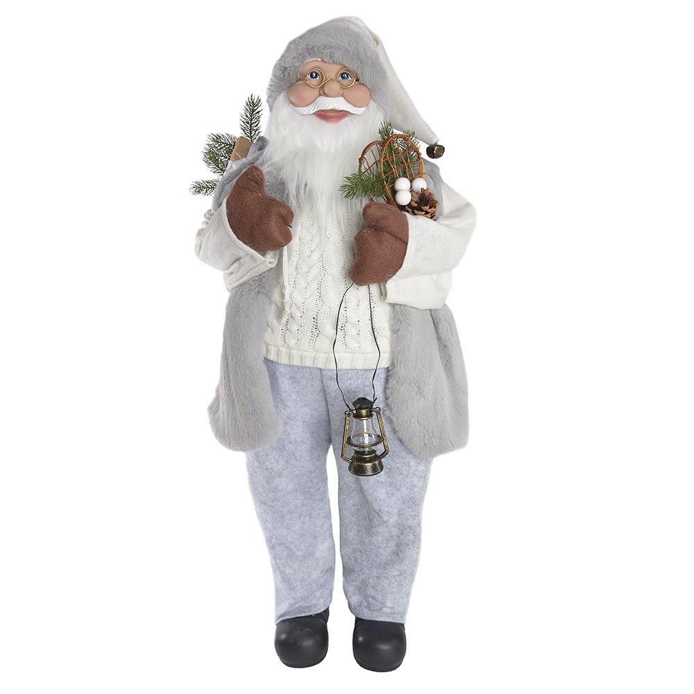 PAPAI NOEL NATAL EM PE (BRANCO CINZA) 90cm