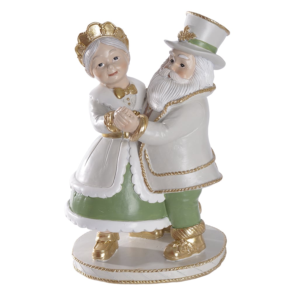 RESINA NATAL PAPAI E MAMAE NOEL (VERDE PEROLA) 20,5X12cm