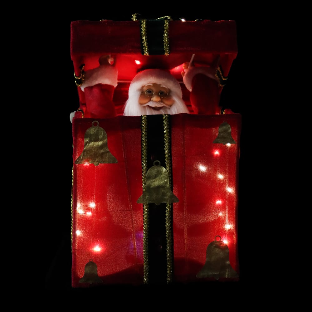 CAIXA DE PRESENTE NOEL NATAL C/MOV E SOM (VERMELHO DOURADO) 50X25cm