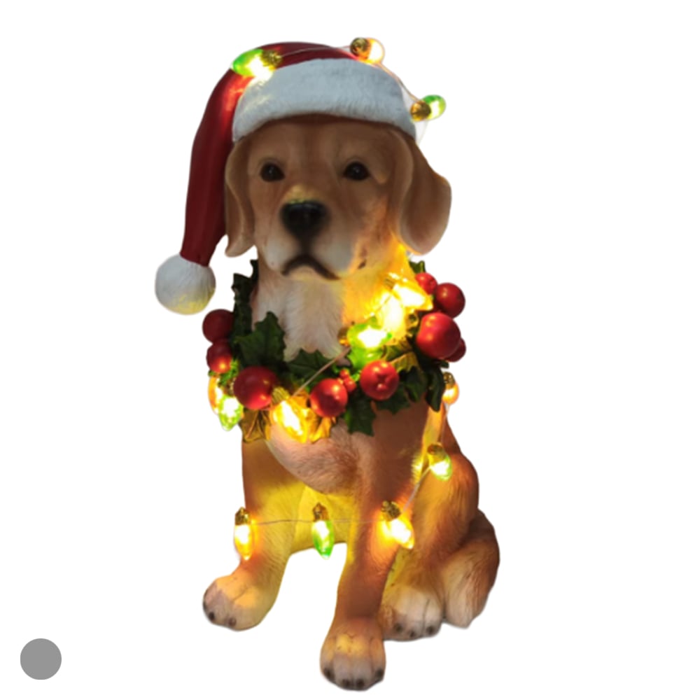 RESINA NATAL CACHORRO C/LED (COLORIDO) 24,5X16,5cm