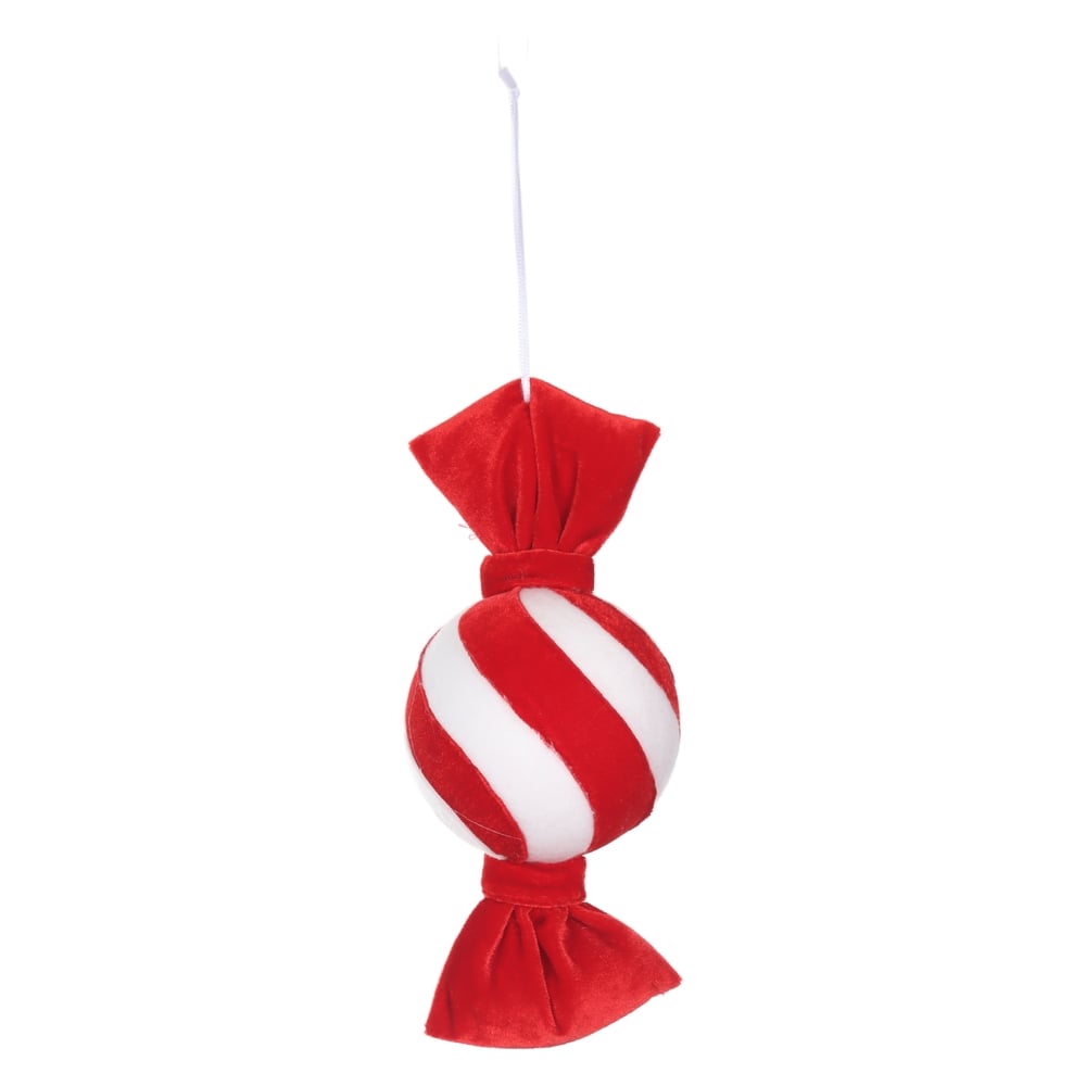 ENFEITE NATAL BOMBOM (VERMELHO BRANCO) 23X10X10cm