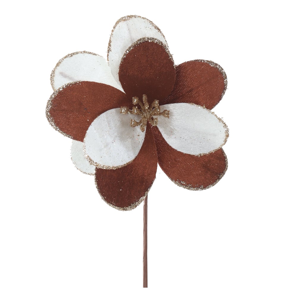 H.BICO DE PAPAGAIO NATAL AVELUDADO C/GLITTER (MARROM OFF WHITE) 18,5cm 14d 10P