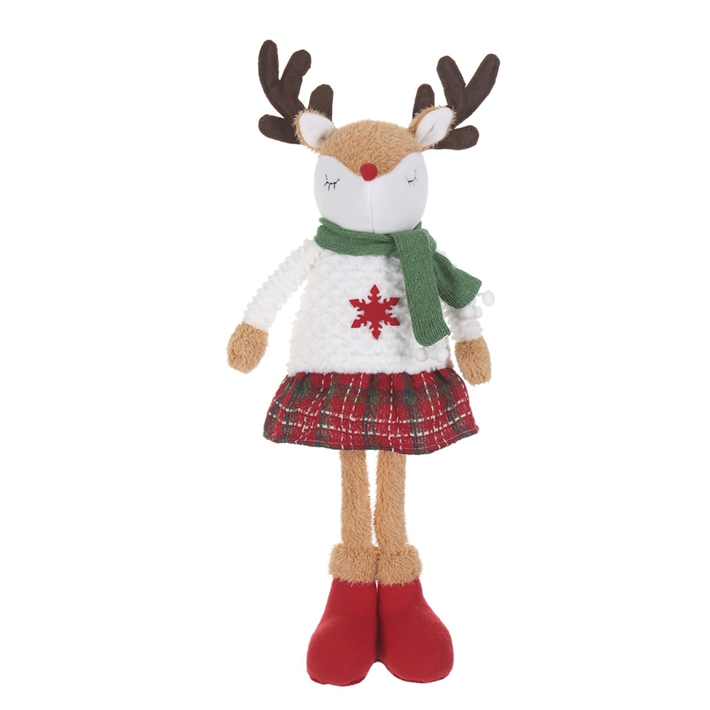 BONECO NATAL RENA FEMEA EM PE (VERMELHO VERDE BEGE) 50cm