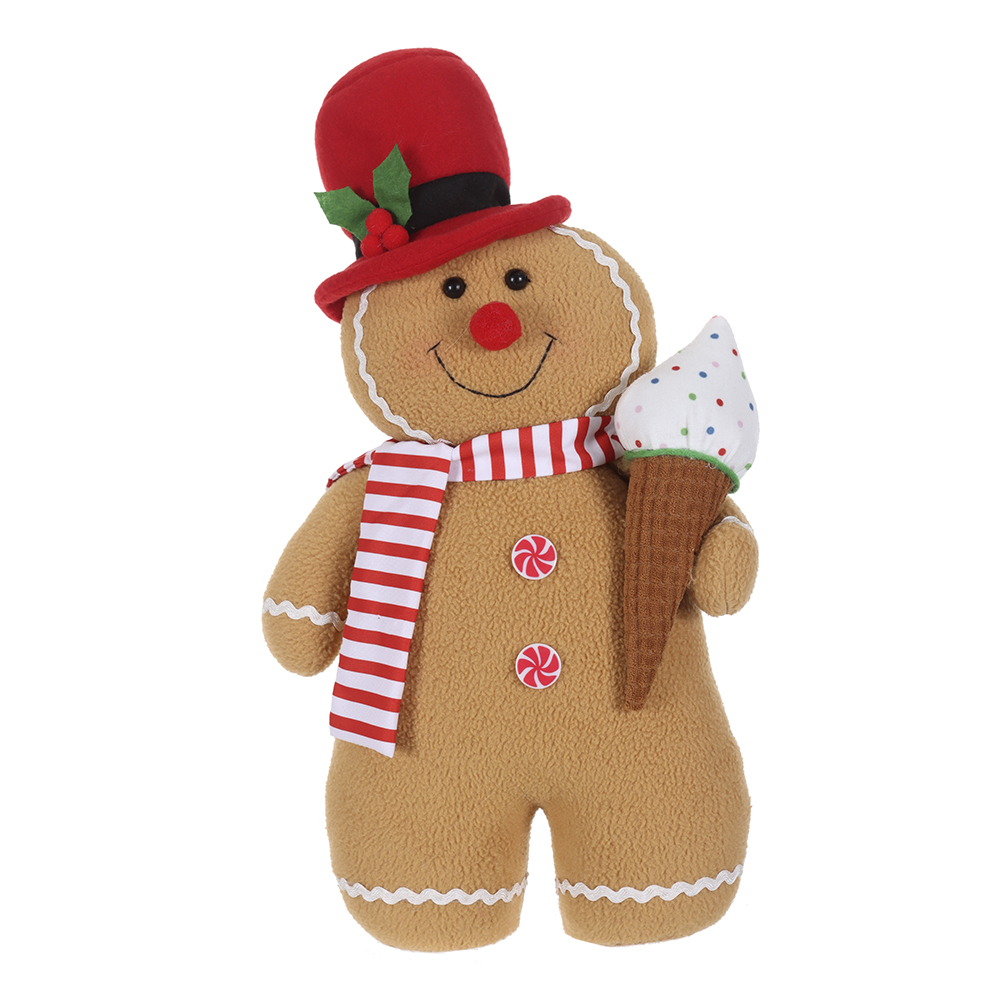 BONECO NATAL GINGERBREAD MENINO EM PE C/SORVETE (VERMELHO BRANCO) 40cm