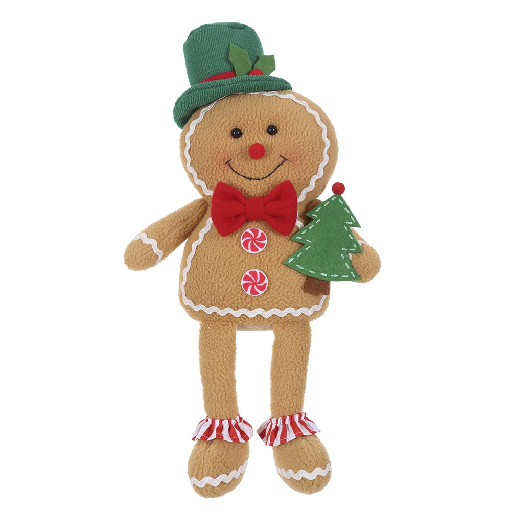 BONECO NATAL GINGERBREAD MENINO SENTADO (VERMELHO VERDE) 35cm
