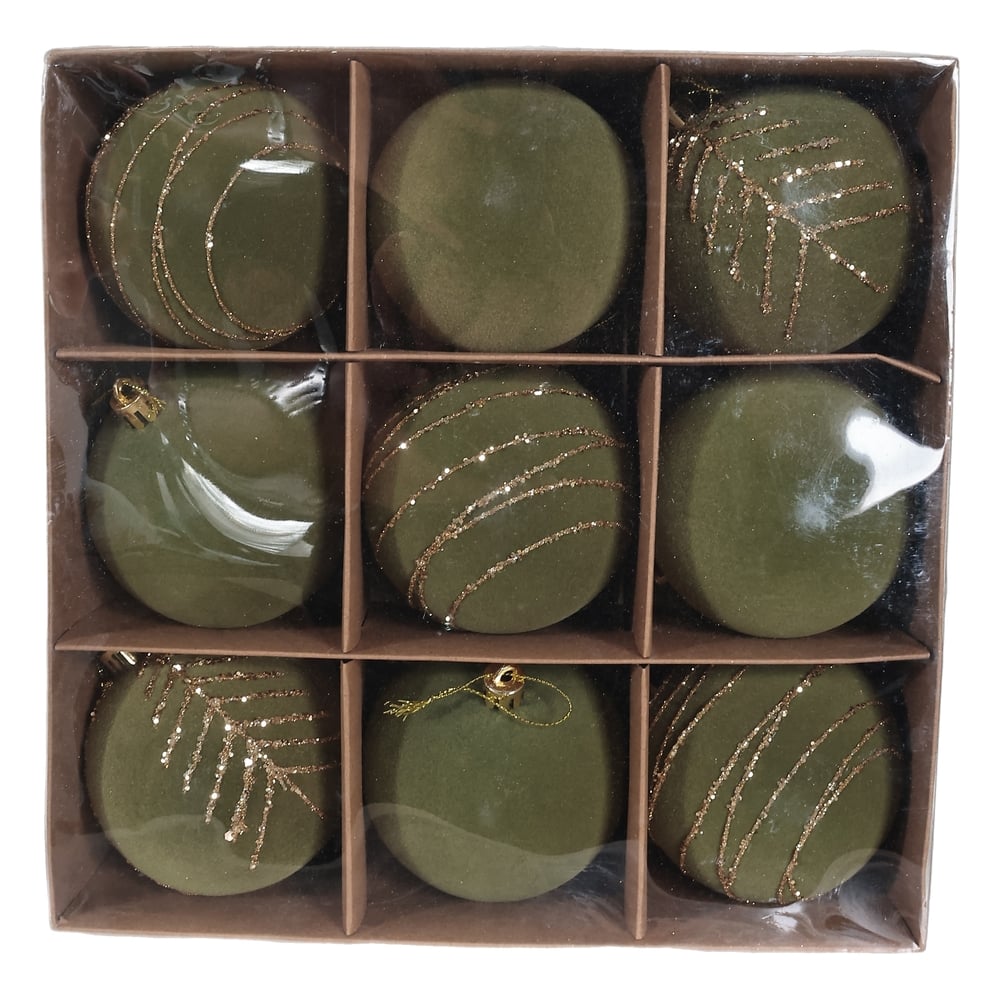 BOLAS DECORADAS KIT NATAL C/9 (VERDE) 8D