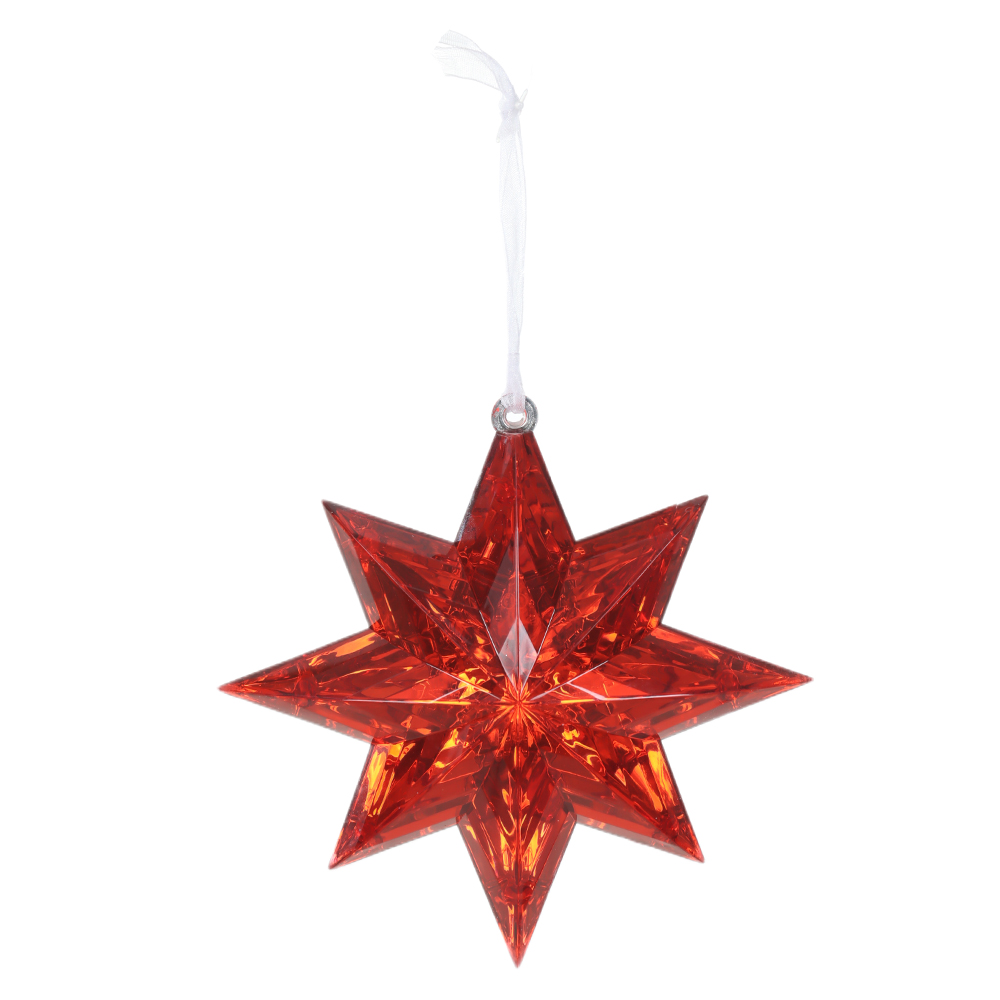 ENFEITE ESTRELA CRISTAL NATAL (VERMELHO) 15X3,5X14cm