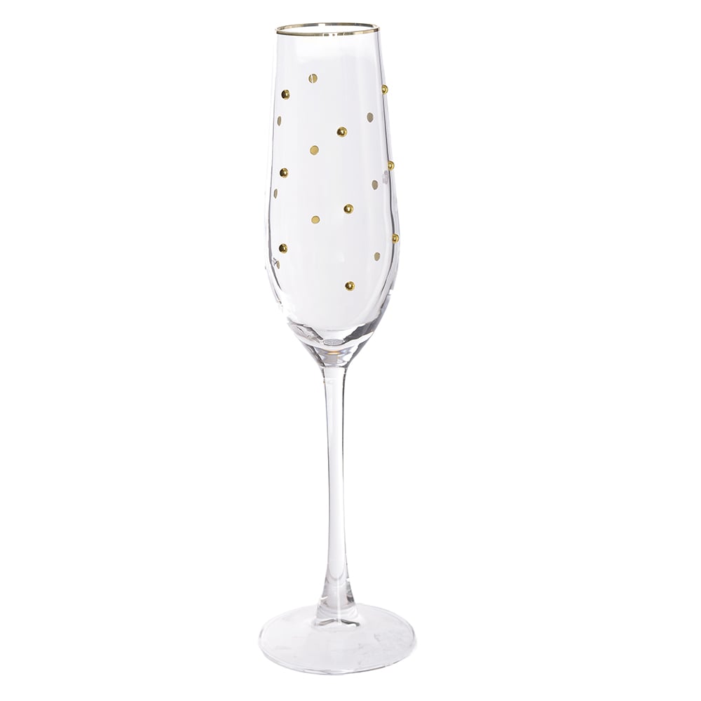 TACA VIDRO ESPUMANTE 200ml (DOURADO) 26,2X7,5cm