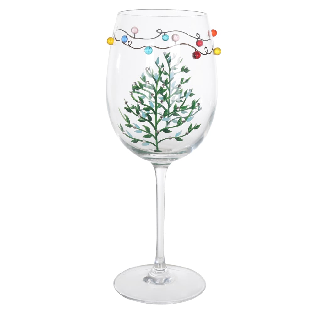 TACA VIDRO VINHO ARVORE 430ml (VERDE) 22,5X9,5cm