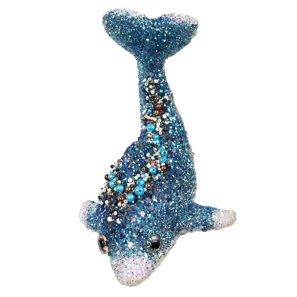ENFEITE GOLFINHO NATAL (AZUL) 12,3X12X16cm