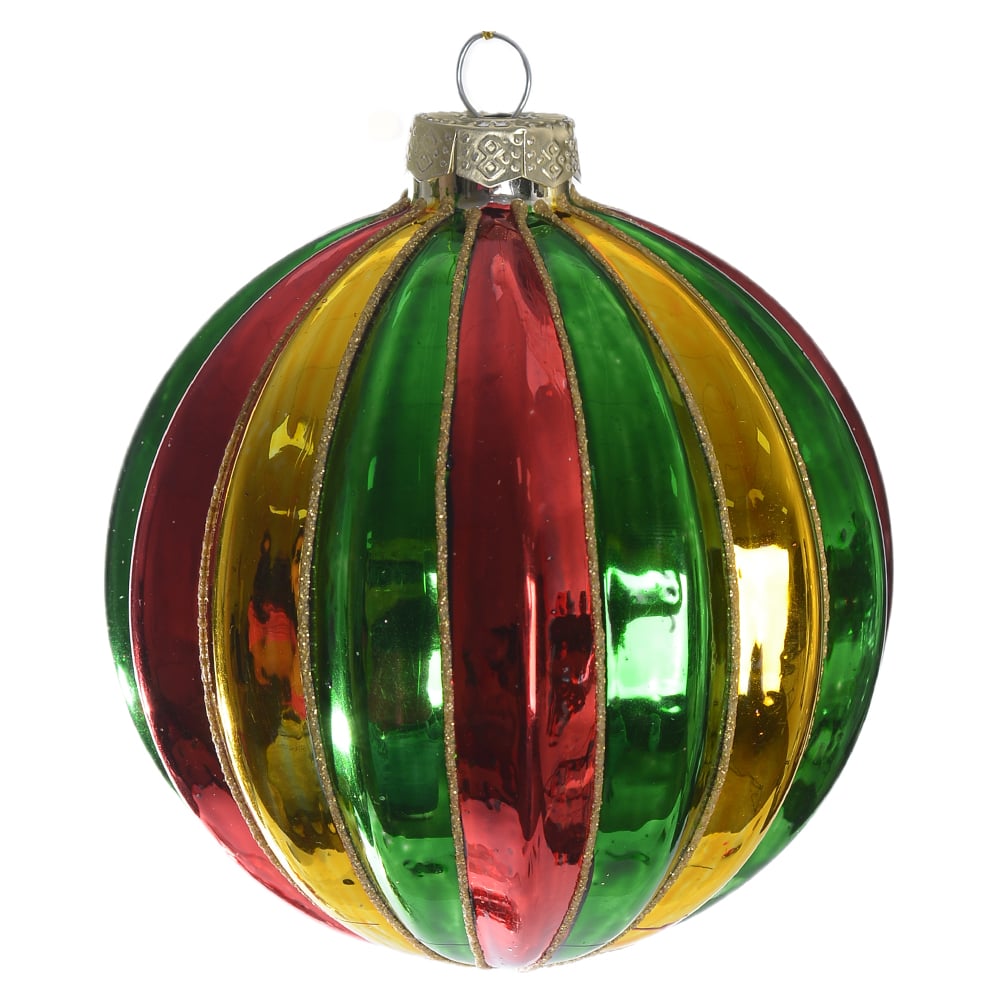 BOLAS DECORADAS VIDRO BOROSSILICATO NATAL (VERDE DOURADO VERMELHO) 10D