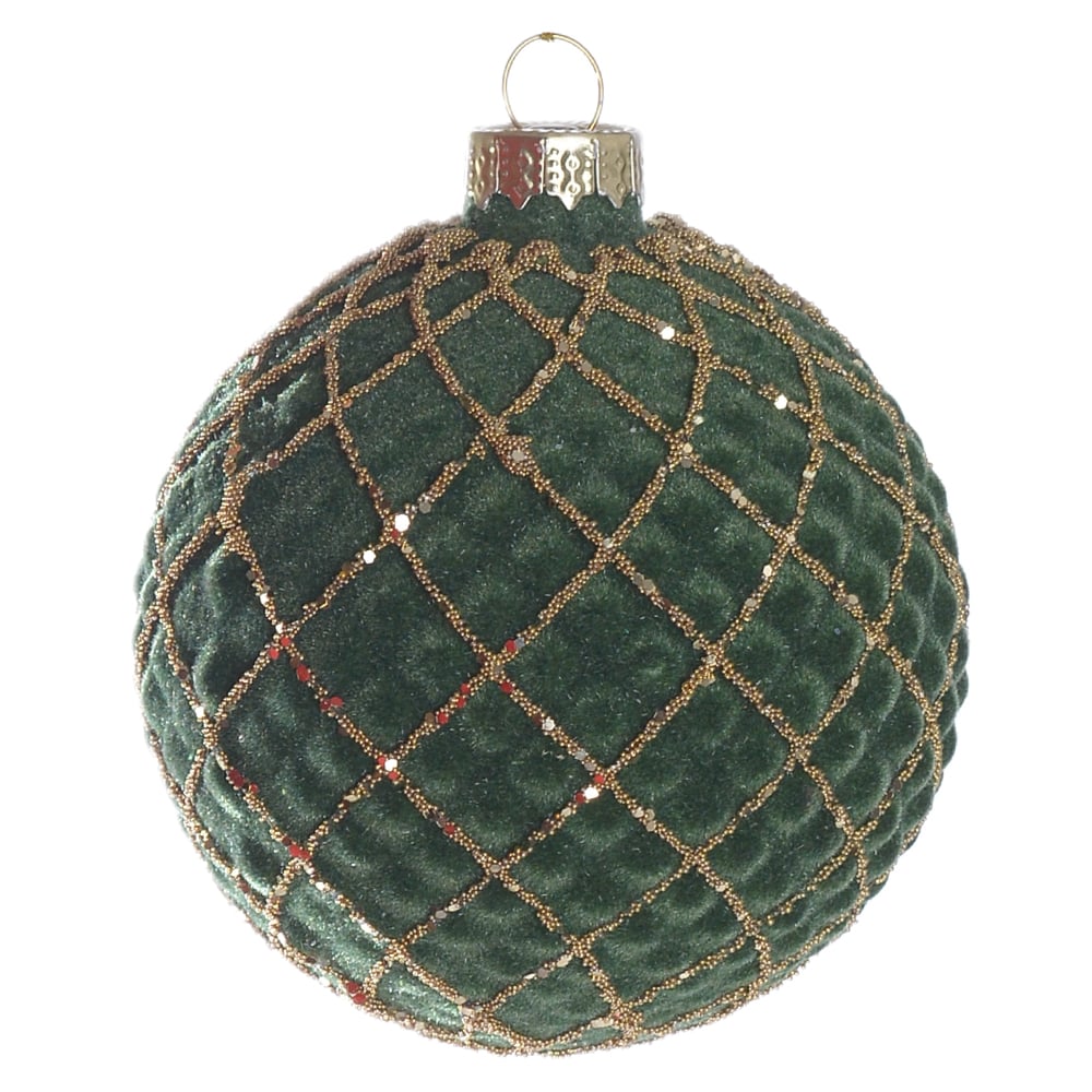 BOLAS DECORADAS VIDRO BOROSSILICATO NATAL (VERDE DOURADO) 8D