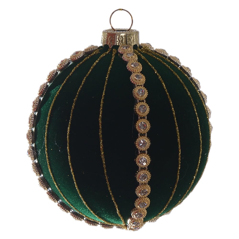 BOLAS DECORADAS VIDRO BOROSSILICATO AVELUDADA (VERDE DOURADO) 8D