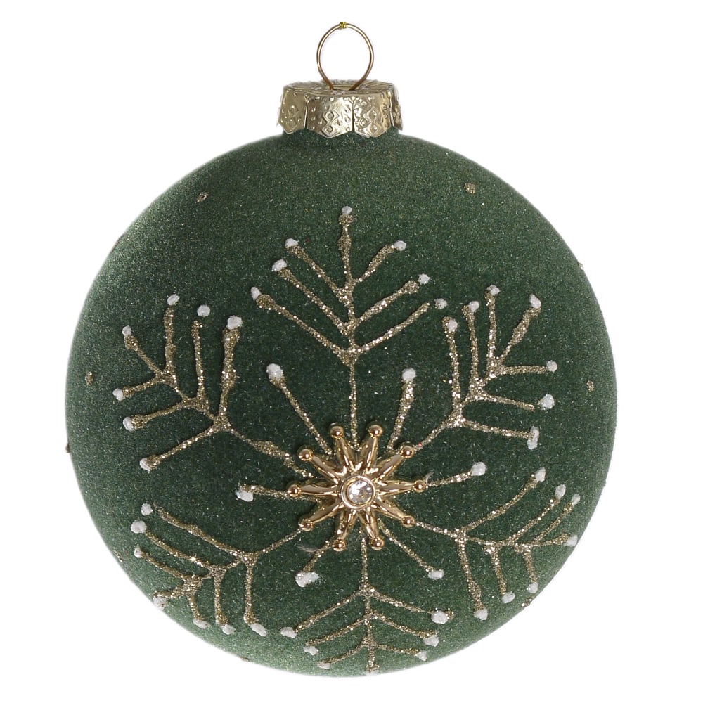 BOLAS DECORADAS VIDRO BOROSSILICATO AVELUDADA (VERDE DOURADO) 8D