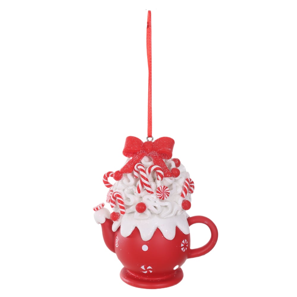 ENFEITE CANECA CANDY NATAL (VERMELHO BRANCO) 10X5,8X9cm