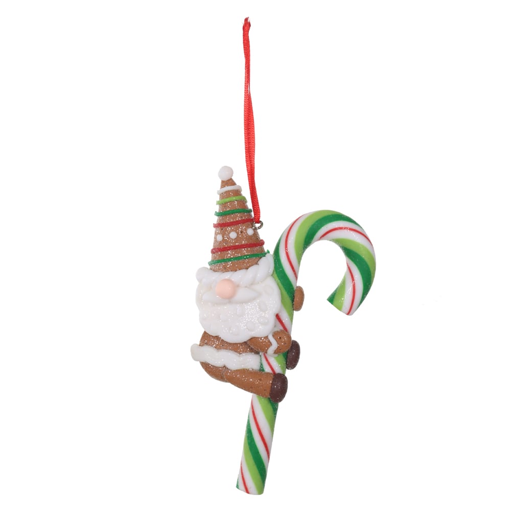 ENFEITE BENGALA DOCE NATAL (MARROM BRANCO VERDE VERMELHO) 14X2,5X7,6cm