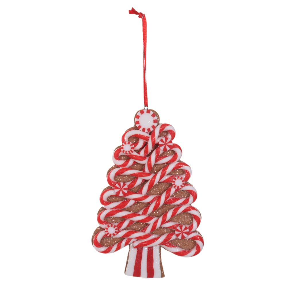 ENFEITE NATAL ARVORE CANDY (VERMELHO BRANCO) 14X1,5X8,8cm