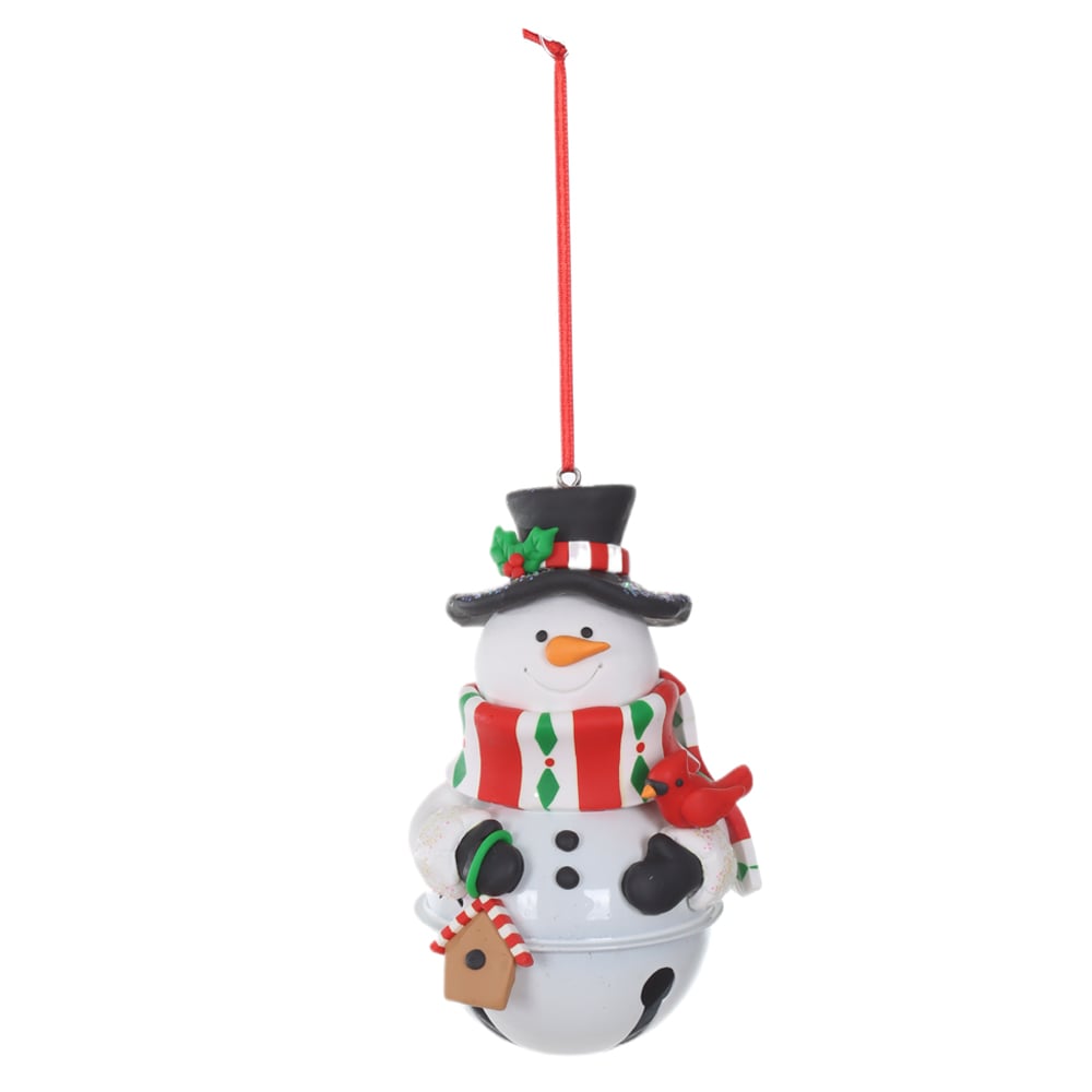 NATAL ENFEITE BONECO DE NEVE GUIZO (BRANCO MARROM VERDE VERMELHO) 11,4X7,6X6,9cm
