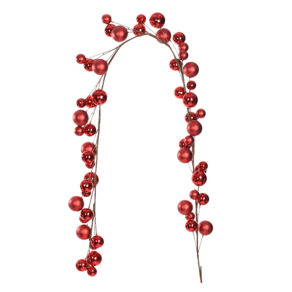 BOLAS DECORADAS CORDAO DE BOLAS (VERMELHO) 1,8m