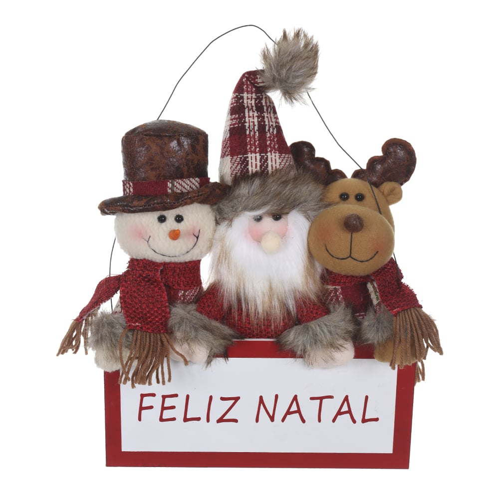 BONECO NATAL PAPAI NOEL C/PLACA (MARROM VERMELHO) 40cm