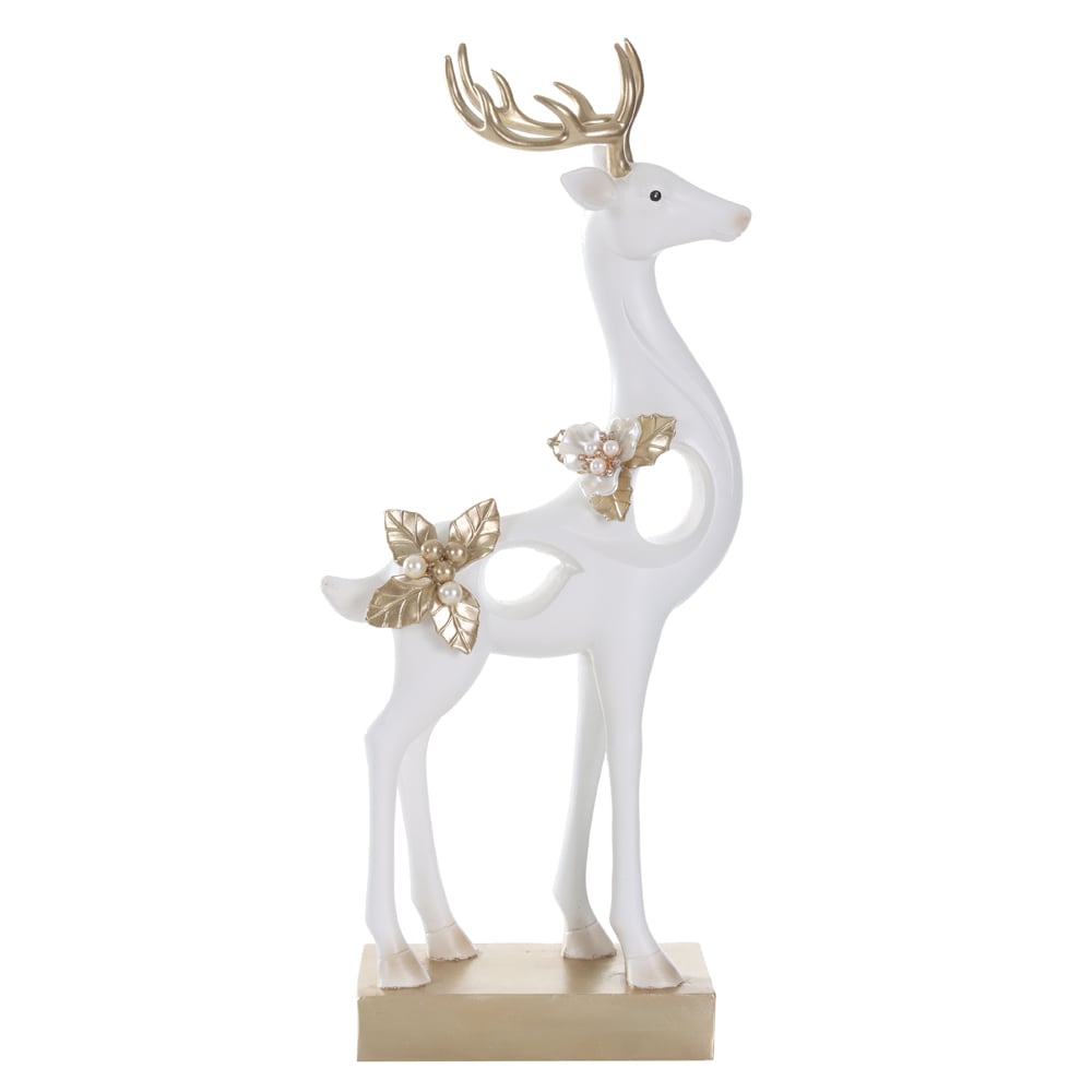 RESINA NATAL RENA DECORATIVA EM PE (DOURADO BRANCO) 42X18cm