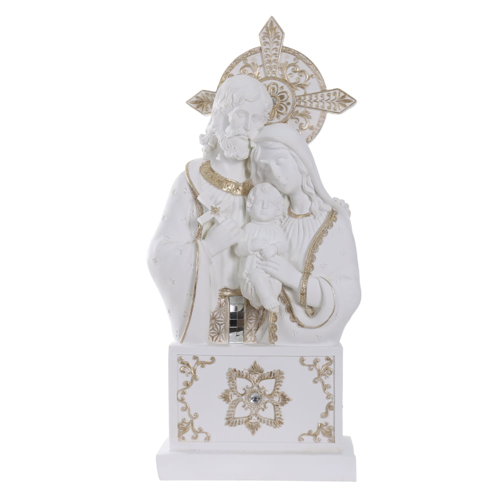 RESINA NATAL SAGRADA FAMILIA (BRANCO CHAMPANHE) 48,5X22,5cm