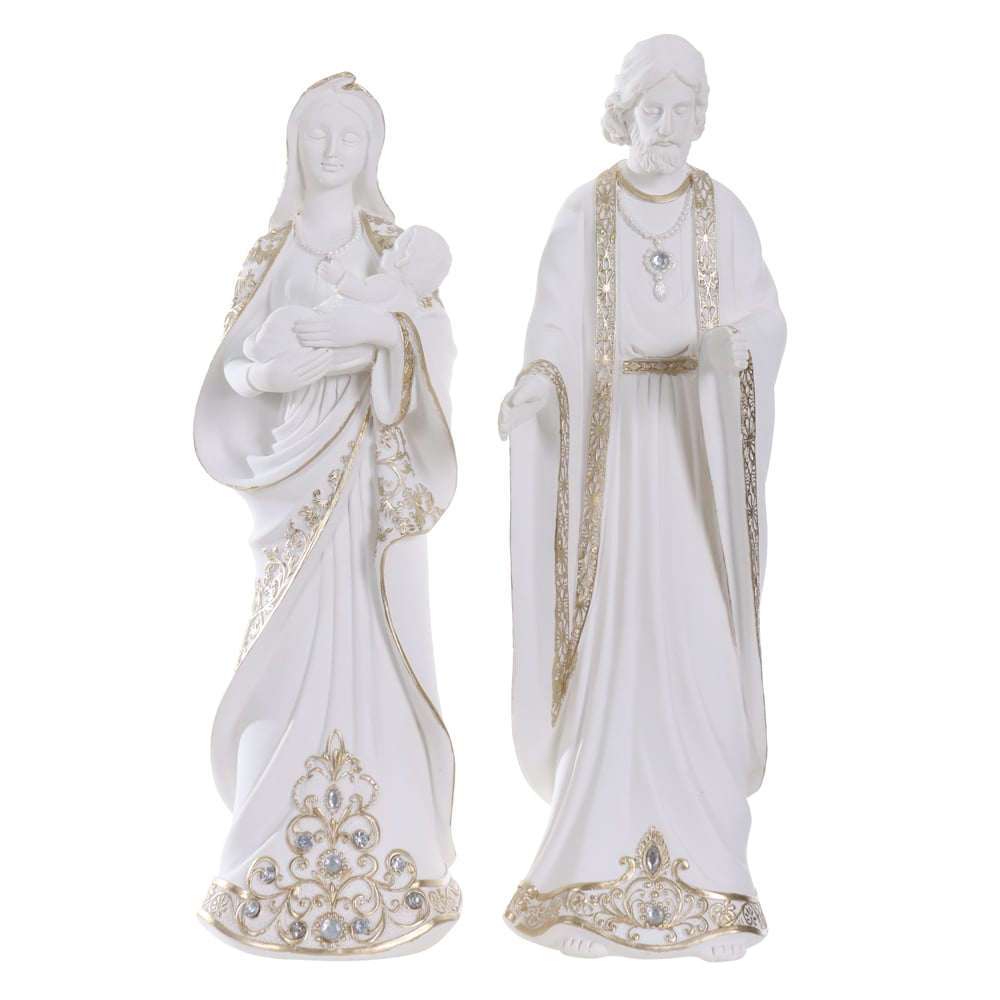 RESINA NATAL SAGRADA FAMILIA (BRANCO CHAMPANHE) 35,5X11cm