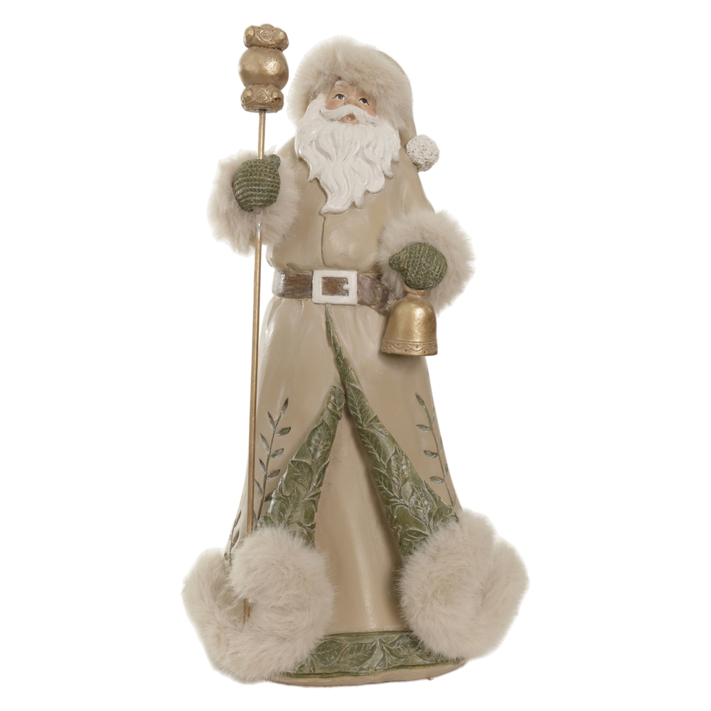RESINA NATAL PAPAI NOEL RUSTICO (BEGE VERDE) 31,8X13,2cm