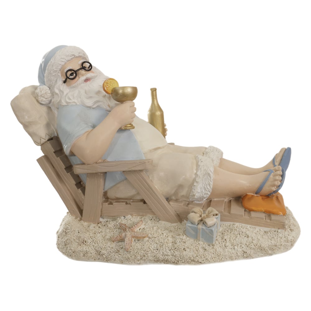 RESINA NATAL NOEL DAY OFF NA PRAIA (BEGE AZUL) 21,8X16,5cm