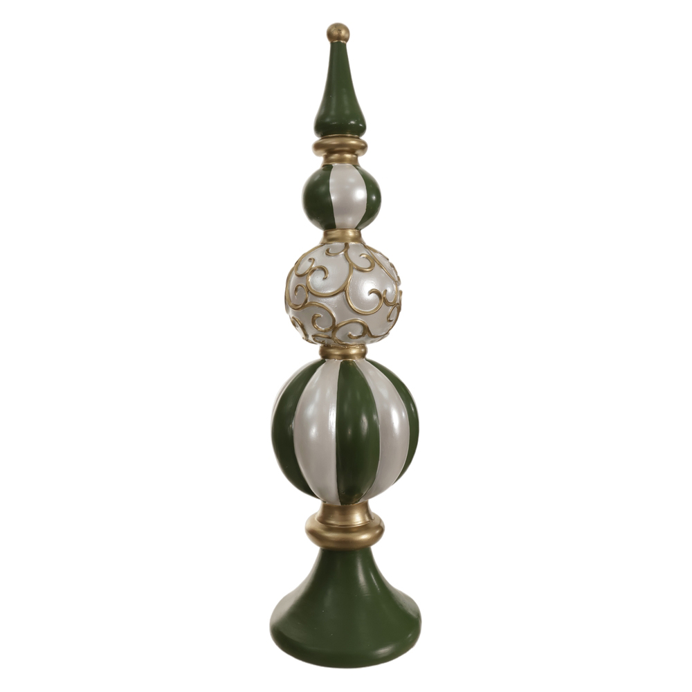 RESINA NATAL ESCULTURA DECORATIVA (VERDE DOURADO) 38X10,5cm