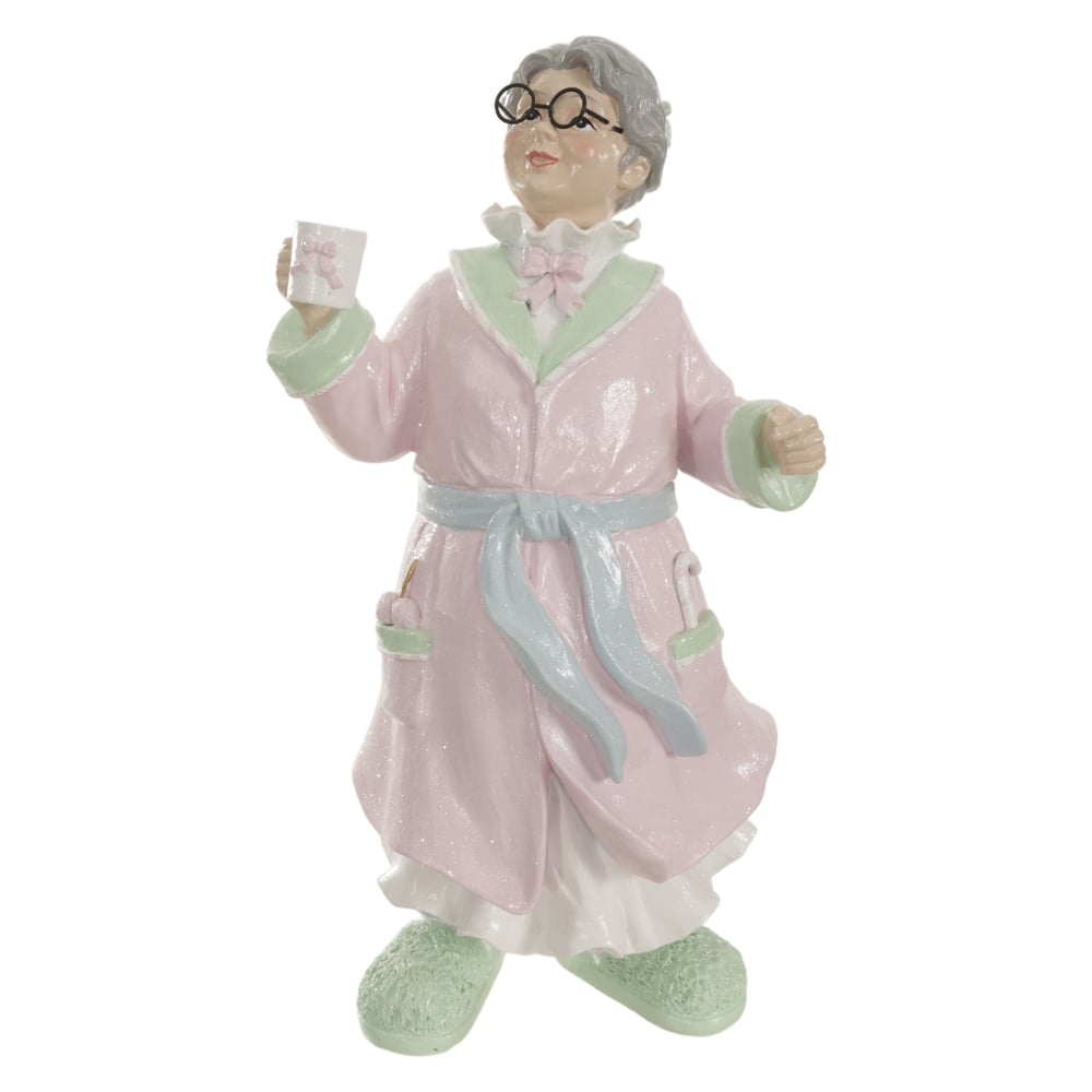 RESINA NATAL MAMAE NOEL PIJAMA (COLORIDO) 32,5X17cm