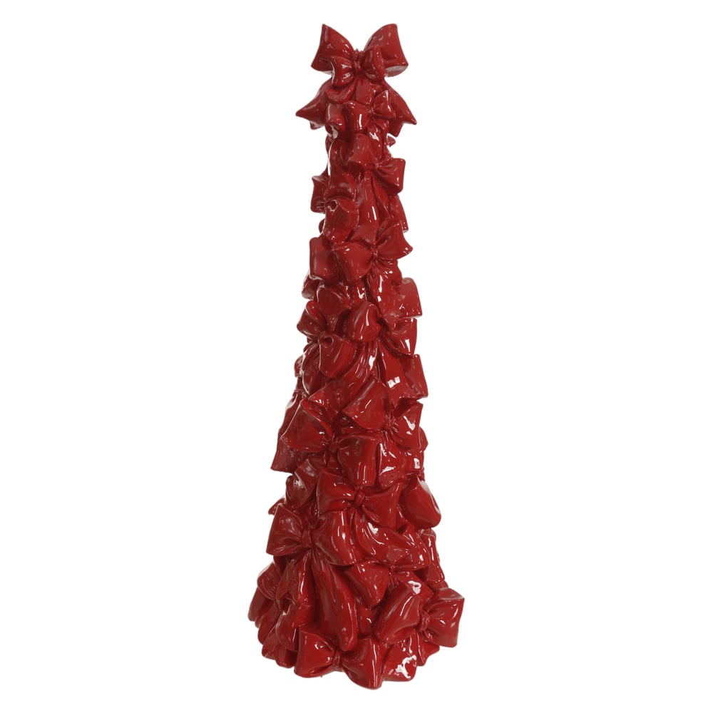 RESINA NATAL ARVORE DECORATIVA LACOS (VERMELHO) 38X14,5cm