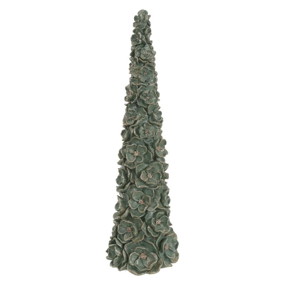 RESINA NATAL ARVORE DECORATIVA DE FLORES (AZUL) 37X11cm