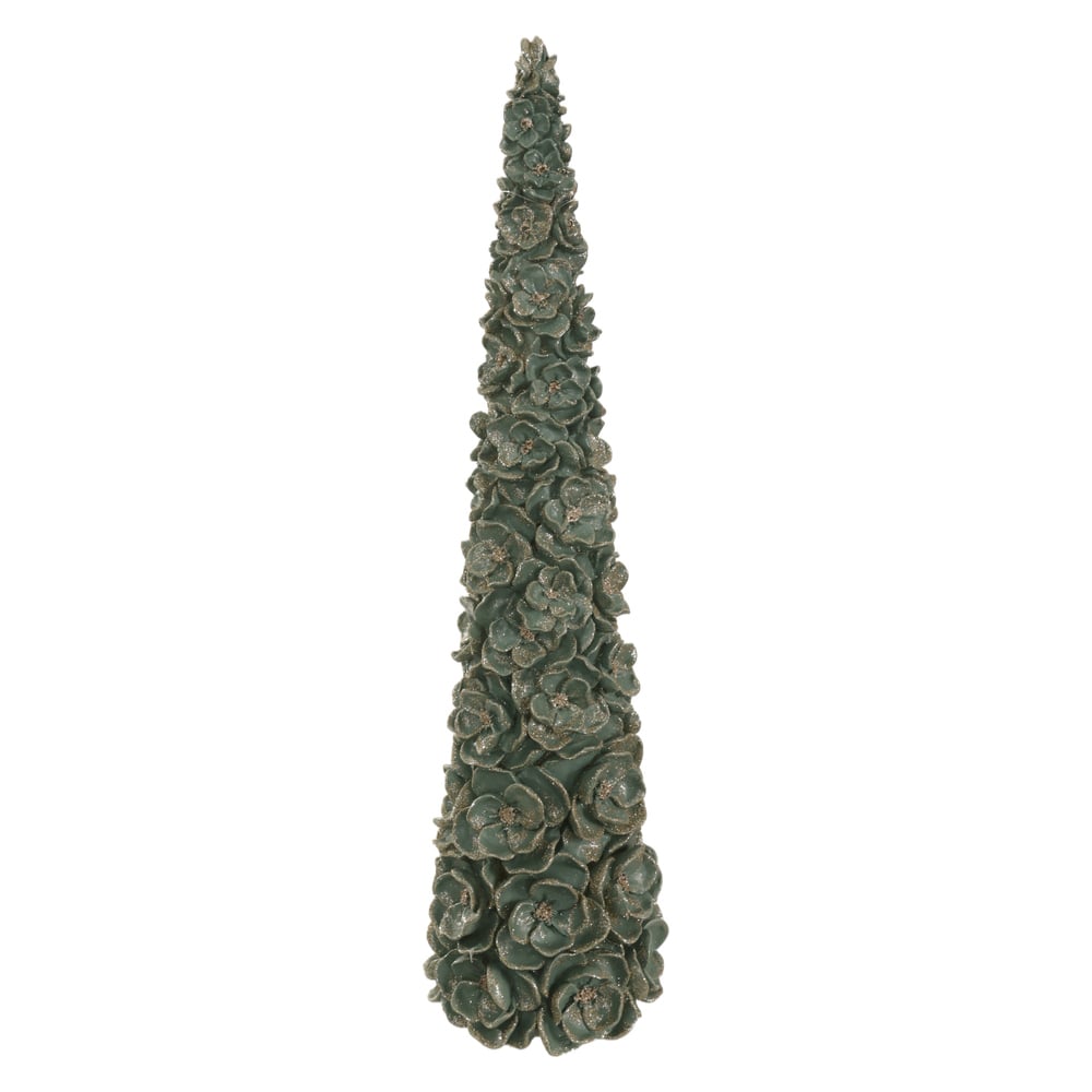 RESINA NATAL ARVORE DECORATIVA DE FLORES (AZUL) 45,5X12cm