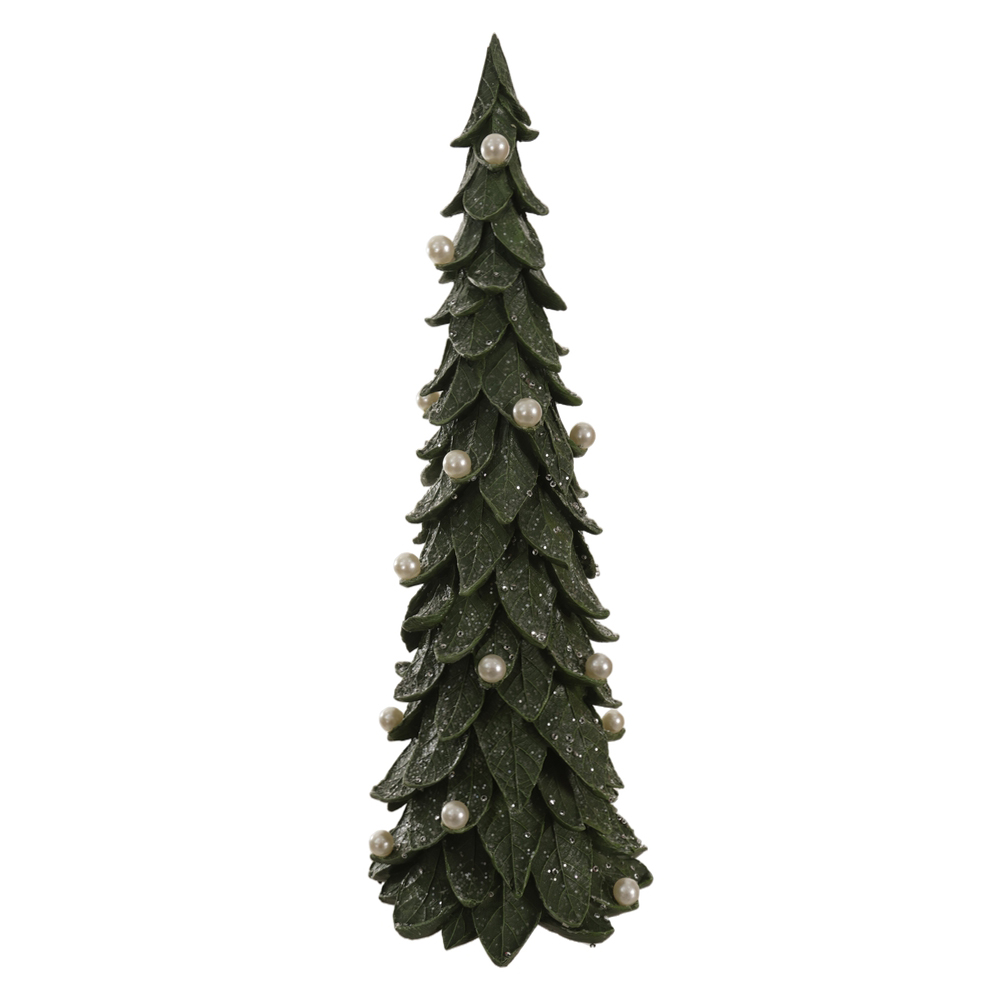 RESINA NATAL ARVORE DECORATIVA C/PEROLAS (VERDE) 38X14,5cm