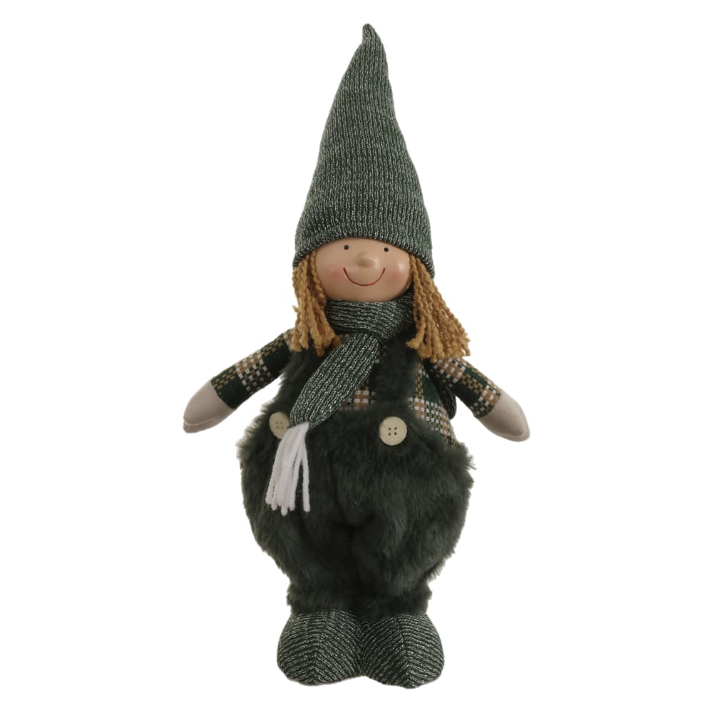 BONECO NATAL MENINO EM PE (VERDE CINZA) 46X21cm