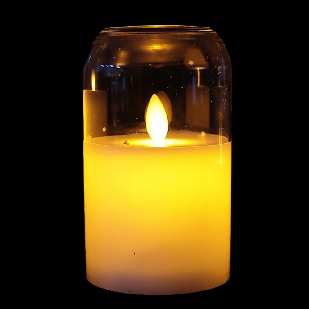 VELA LED A PILHA C/CUPULA DE VIDRO (TRANSPARENTE) 12,5cm 7,5D