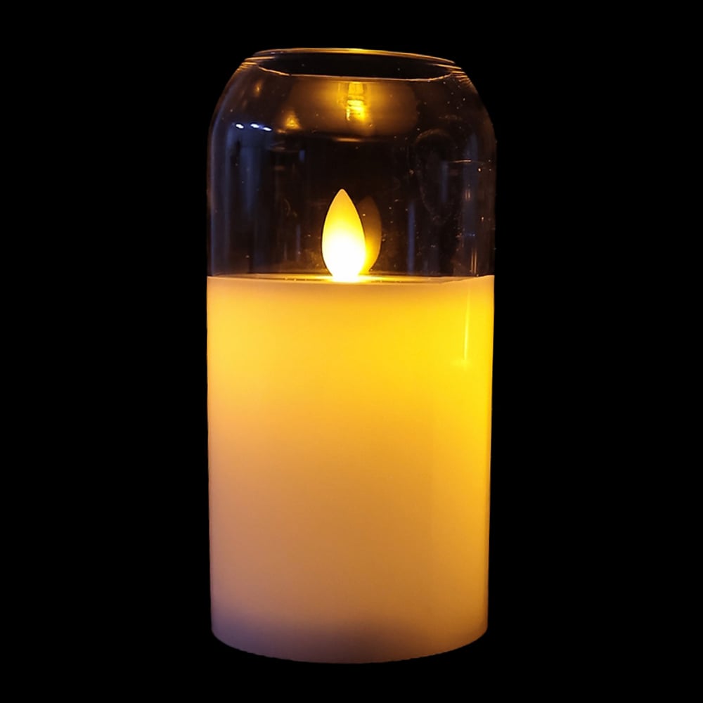 VELA LED A PILHA C/CUPULA DE VIDRO (TRANSPARENTE) 15cm 7,5D