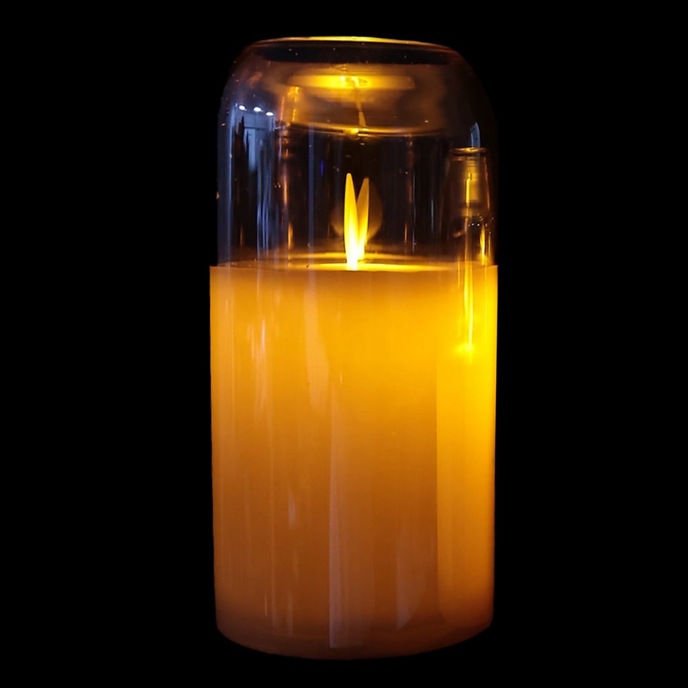 VELA LED A PILHA C/CUPULA DE VIDRO (AMBAR) 15cm 7,5D
