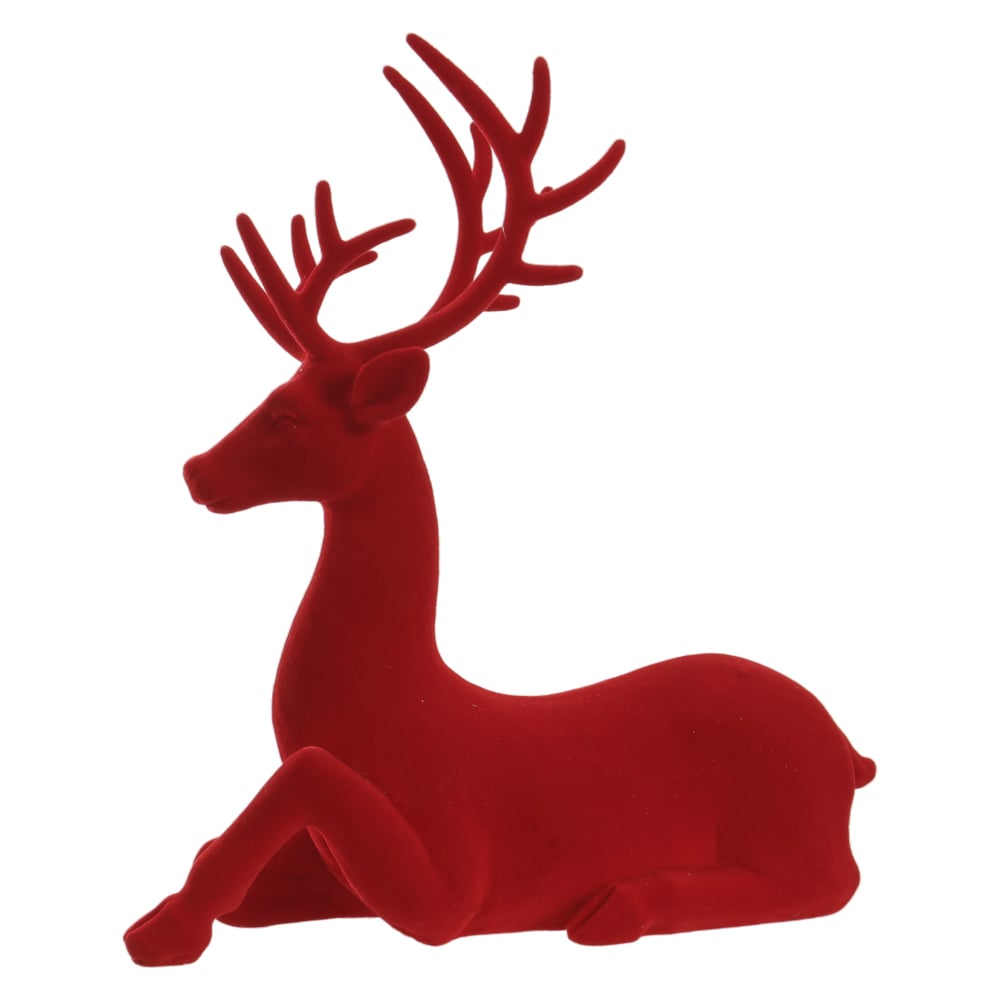 RESINA NATAL RENA DEITADA (vermelho) 19X21cm