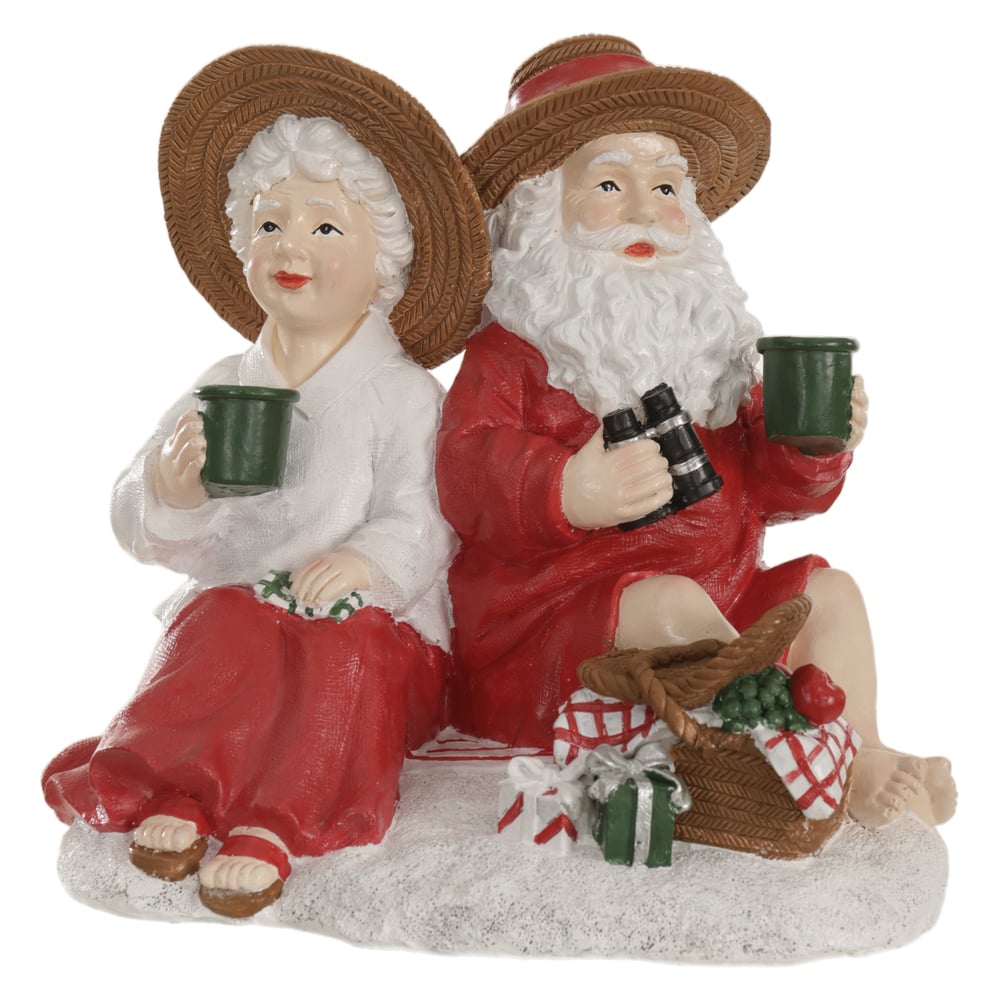 RESINA NATAL PIQUENIQUE DE CASAL (vermelho branco) 20,5X20cm