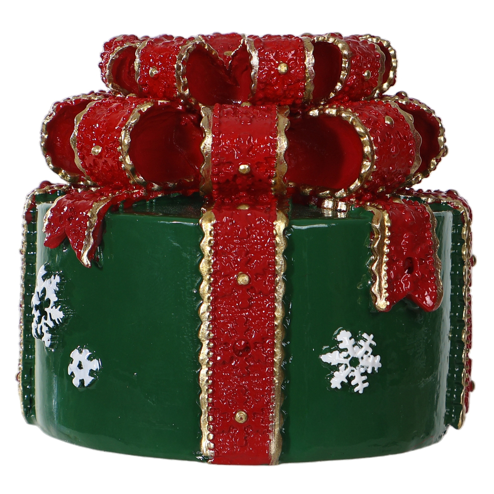 RESINA NATAL PORTA VELAS PRESENTE (VERDE VERMELHO) 10,5X9cm