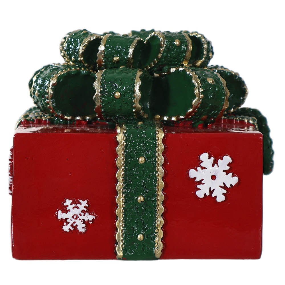 RESINA NATAL PORTA VELAS PRESENTE (VERMELHO VERDE) 8,5X11cm