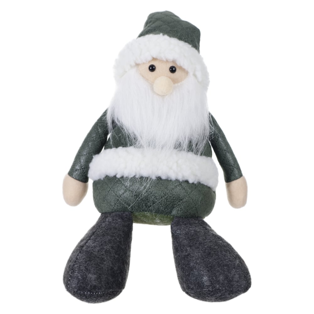 BONECO NATAL NOEL SENTADO (VERDE BRANCO) 39cm