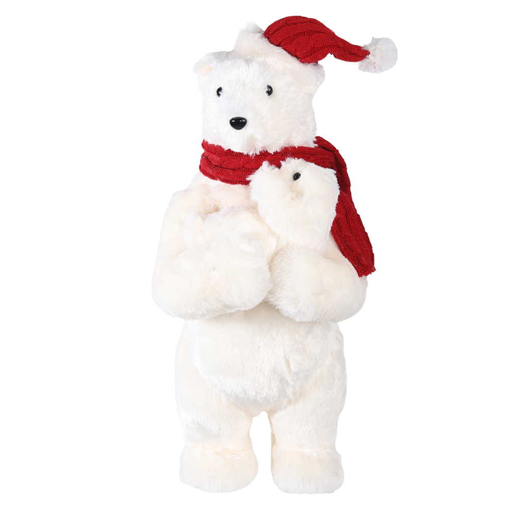 BICHO NATAL URSO C/FILHOTE (VERMELHO BRANCO) 59X30cm
