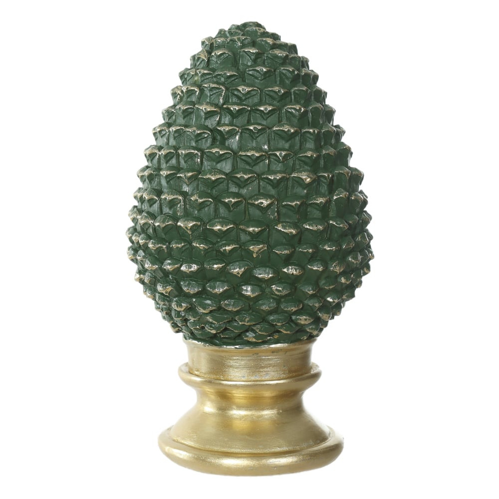 RESINA NATAL PINHA DECORATIVA (VERDE DOURADO) 18,5X10,5cm